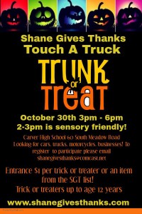 Shane Gives Thanks Halloween Touch a Trunk 2016 in Carver MA 