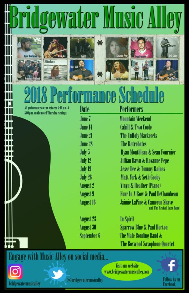 Bridgewater Music Alley Free Summer Concerts 2018 
