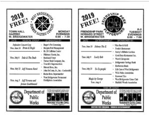 Free Outdoor Summer Concerts 2019 in West Bridgewater MA